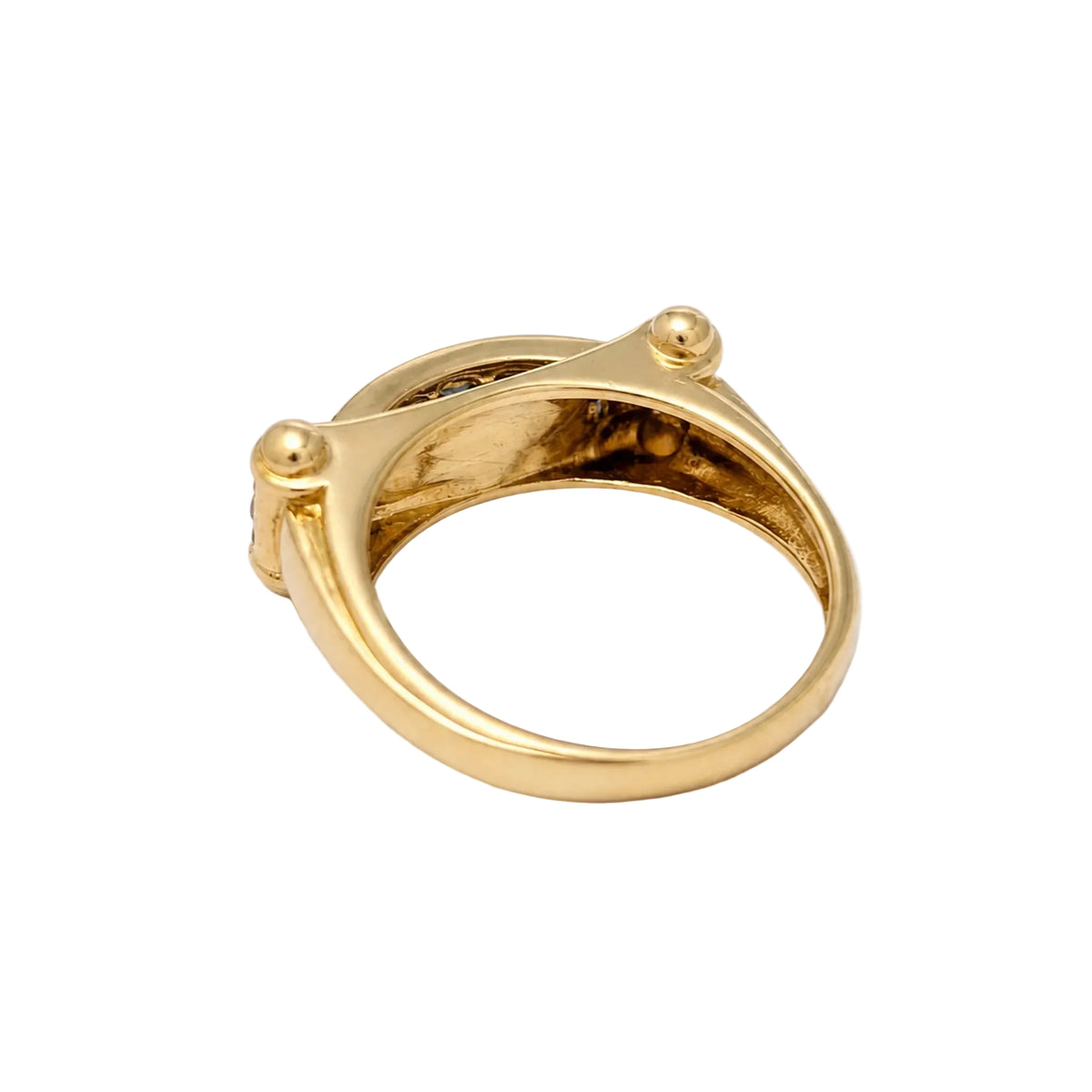 Yellow Gold Bangle Ring with Sapphires and Diamonds