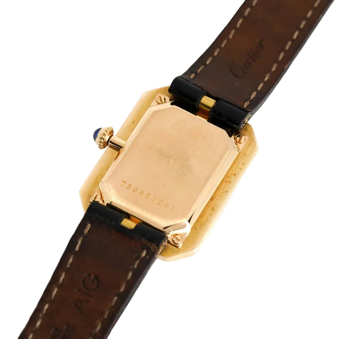 CARTIER "Cristallor" watch in yellow gold, rose gold, and leather