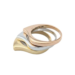 Rings in white gold, yellow gold, and rose gold