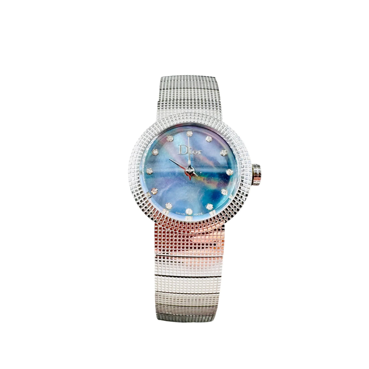 DIOR "La Baby D" ladies' watch in stainless steel, Mother-of-pearl, and diamonds