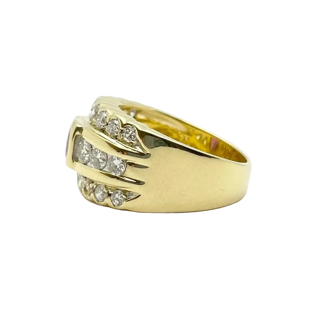 Band Ring in Yellow Gold, Rubies, and Diamonds