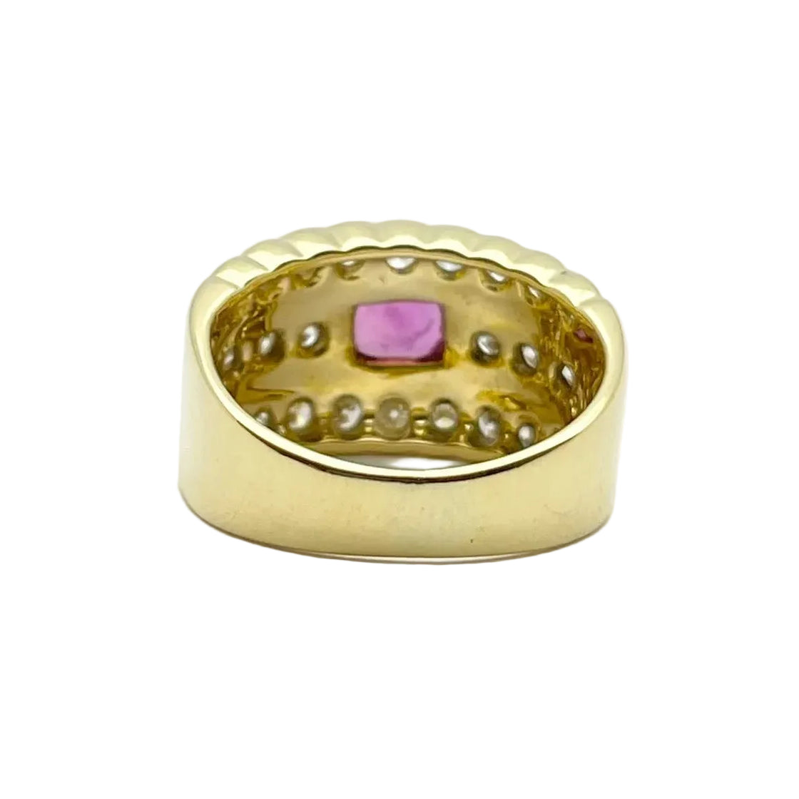 Band Ring in Yellow Gold, Rubies, and Diamonds