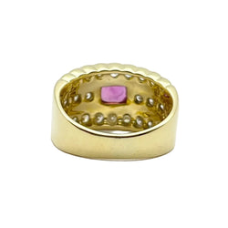 Band Ring in Yellow Gold, Rubies, and Diamonds