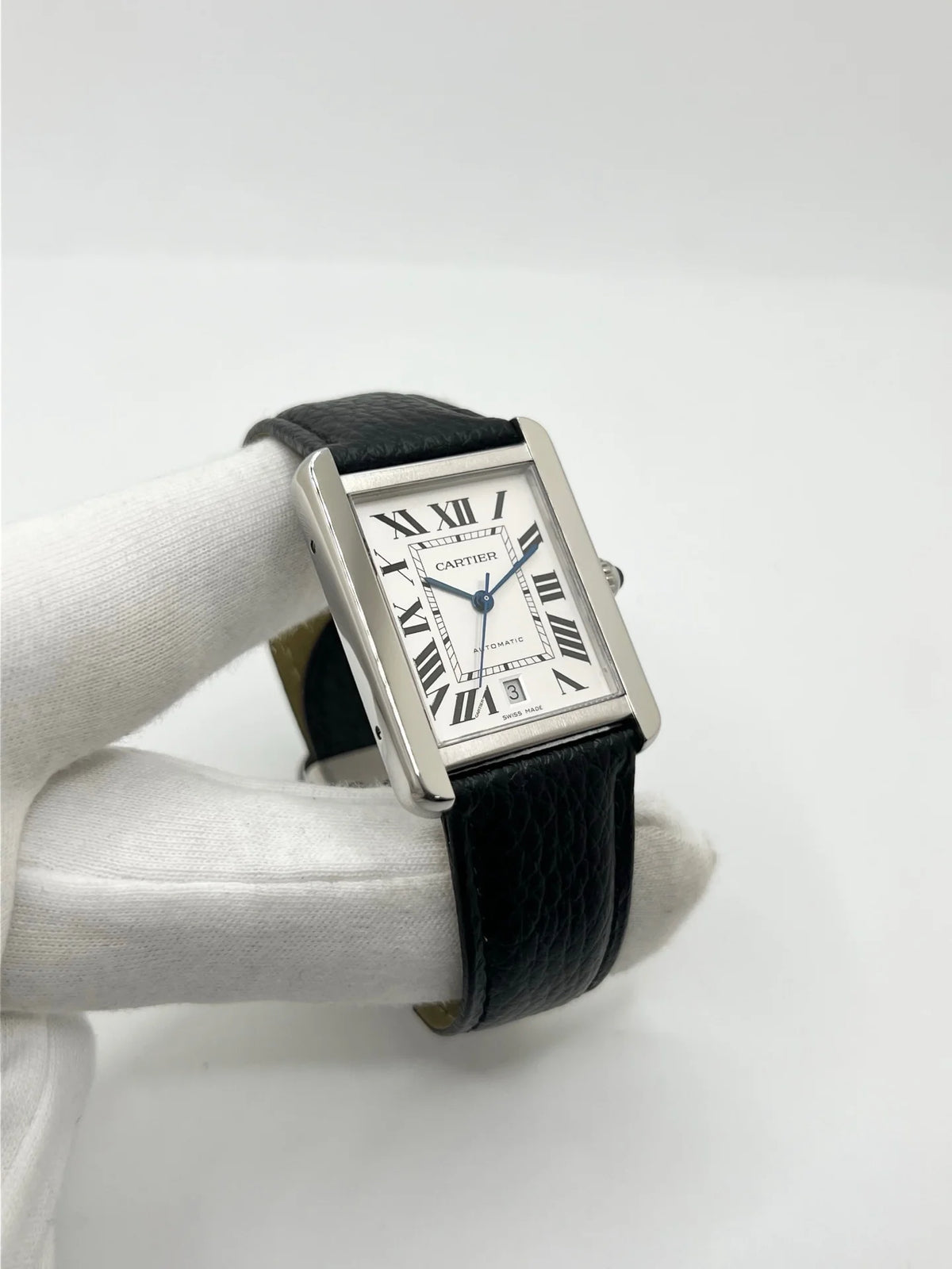 CARTIER "Tank Solo XL" Watch in Steel and Leather