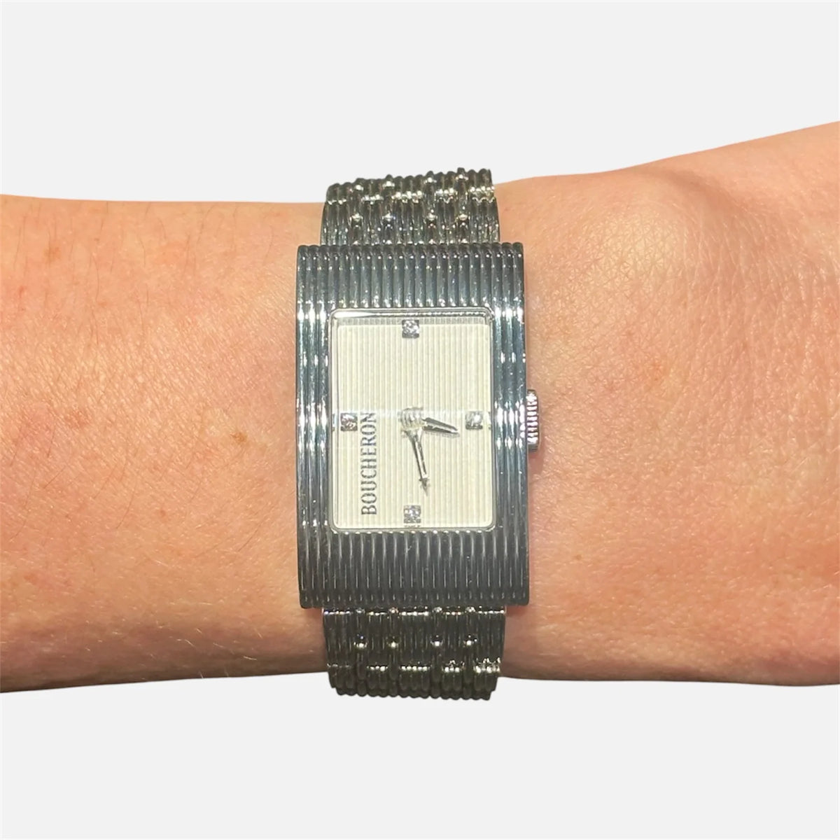 BOUCHERON "Reflet" Watch in Stainless Steel and Diamonds
