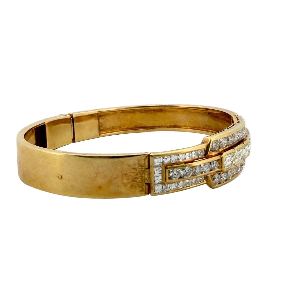 Yellow Gold and Diamond Bangle Bracelet