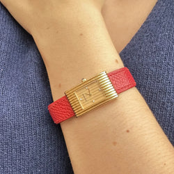 Montre BOUCHERON Reflet en or jaune, cuir et diamants
