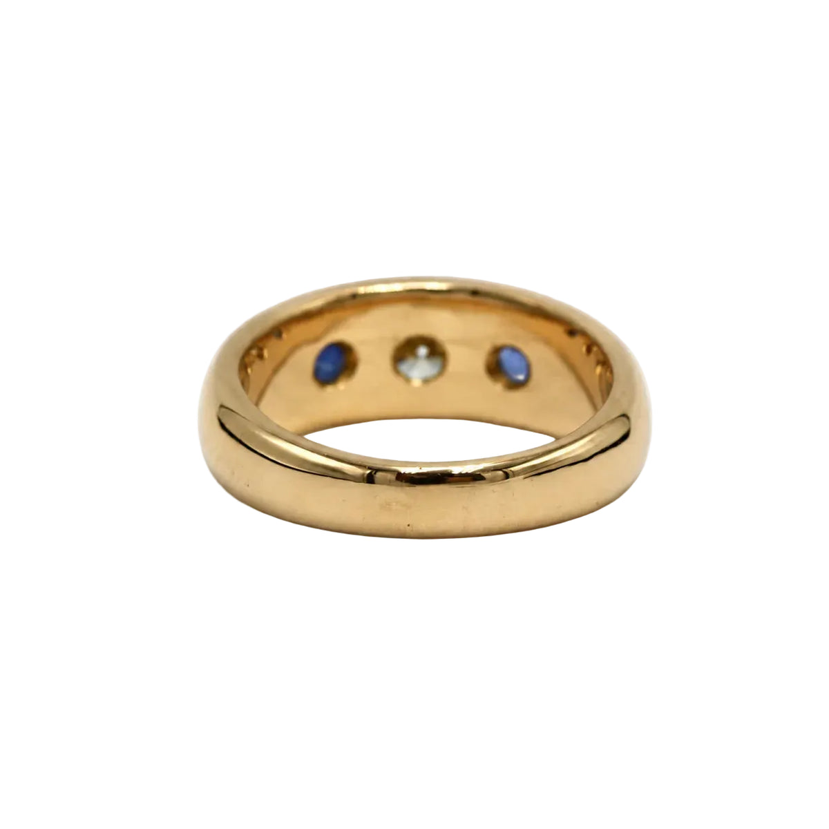 Yellow Gold Bangle Ring with Sapphires and a Diamond
