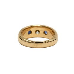Yellow Gold Bangle Ring with Sapphires and a Diamond
