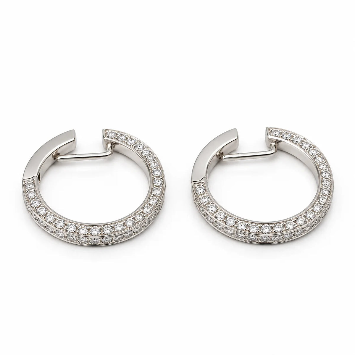 White gold and Diamond Hoop Earrings