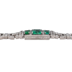 Art Deco bracelet in platinum, emeralds, and diamonds