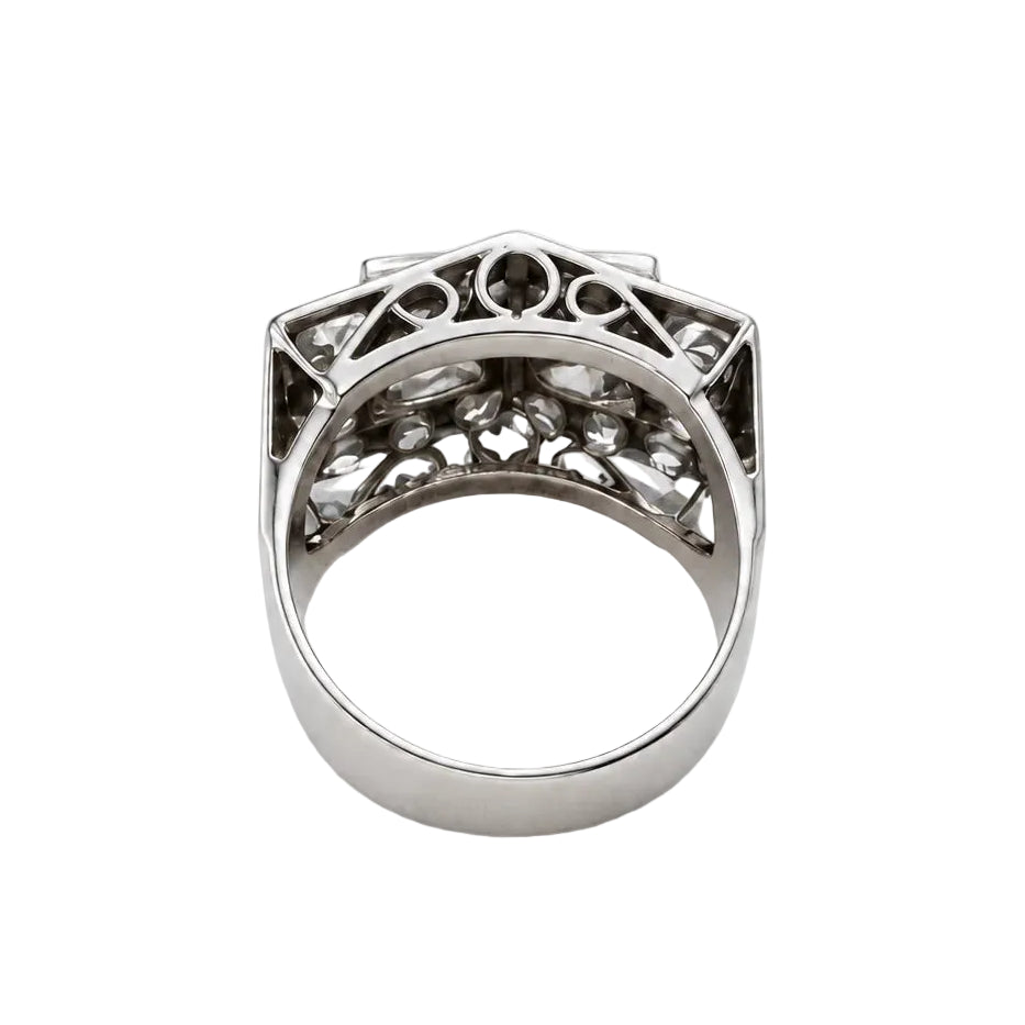 Tank Ring in White Gold and Diamonds