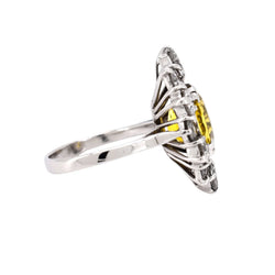 Pompadour Ring in White Gold, Sapphire, and Diamonds
