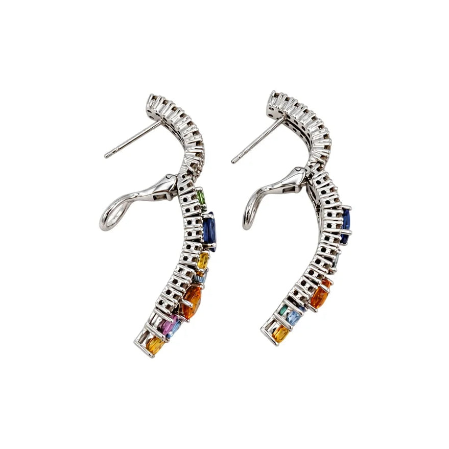 Boucles d’oreilles Pendantes en or blanc, saphirs et diamants