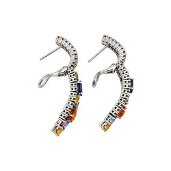 Boucles d’oreilles Pendantes en or blanc, saphirs et diamants