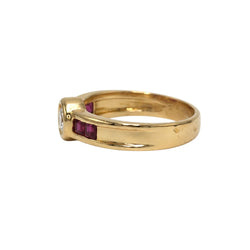 Yellow gold ring with rubies and diamonds