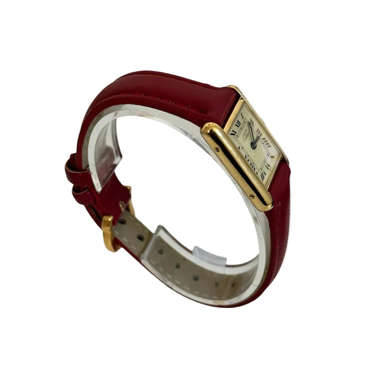CARTIER "Tank" Watch in Vermeil and Leather
