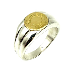 HERMÈS "Clou de selle" Signet ring in yellow gold and silver
