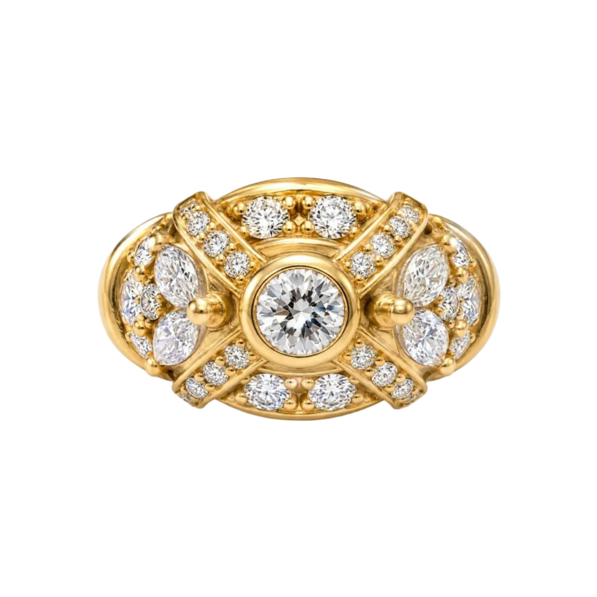 Yellow Gold and Diamond Dome Ring