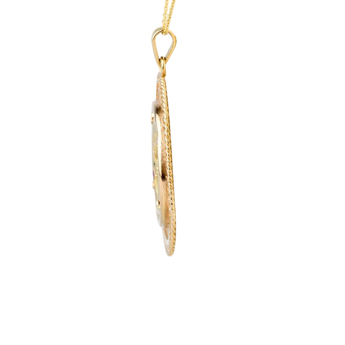 Pendentif AUGIS + qu’hier – que demain en or jaune et rubis