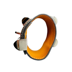 HERMÈS "Dog Collar" Leather and Steel Cuff Bracelet