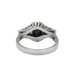 White gold ring with sapphires and diamonds
