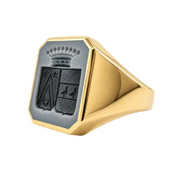 Bague Chevalière en or jaune et agate