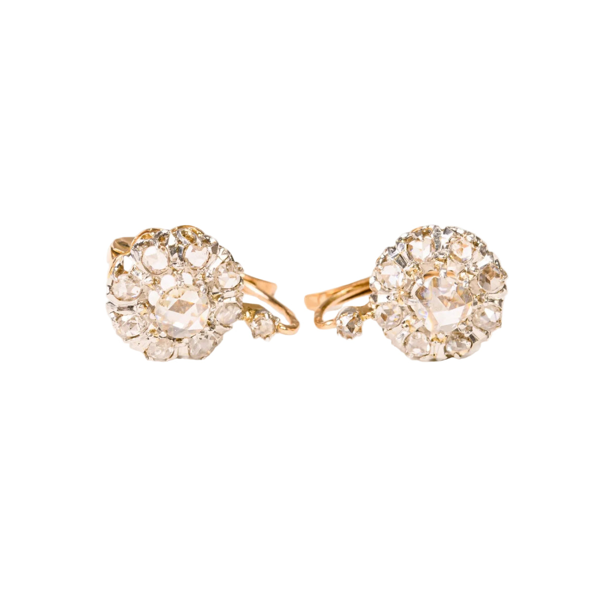 Rose gold, Platinum, and Diamond Lever-back Earrings