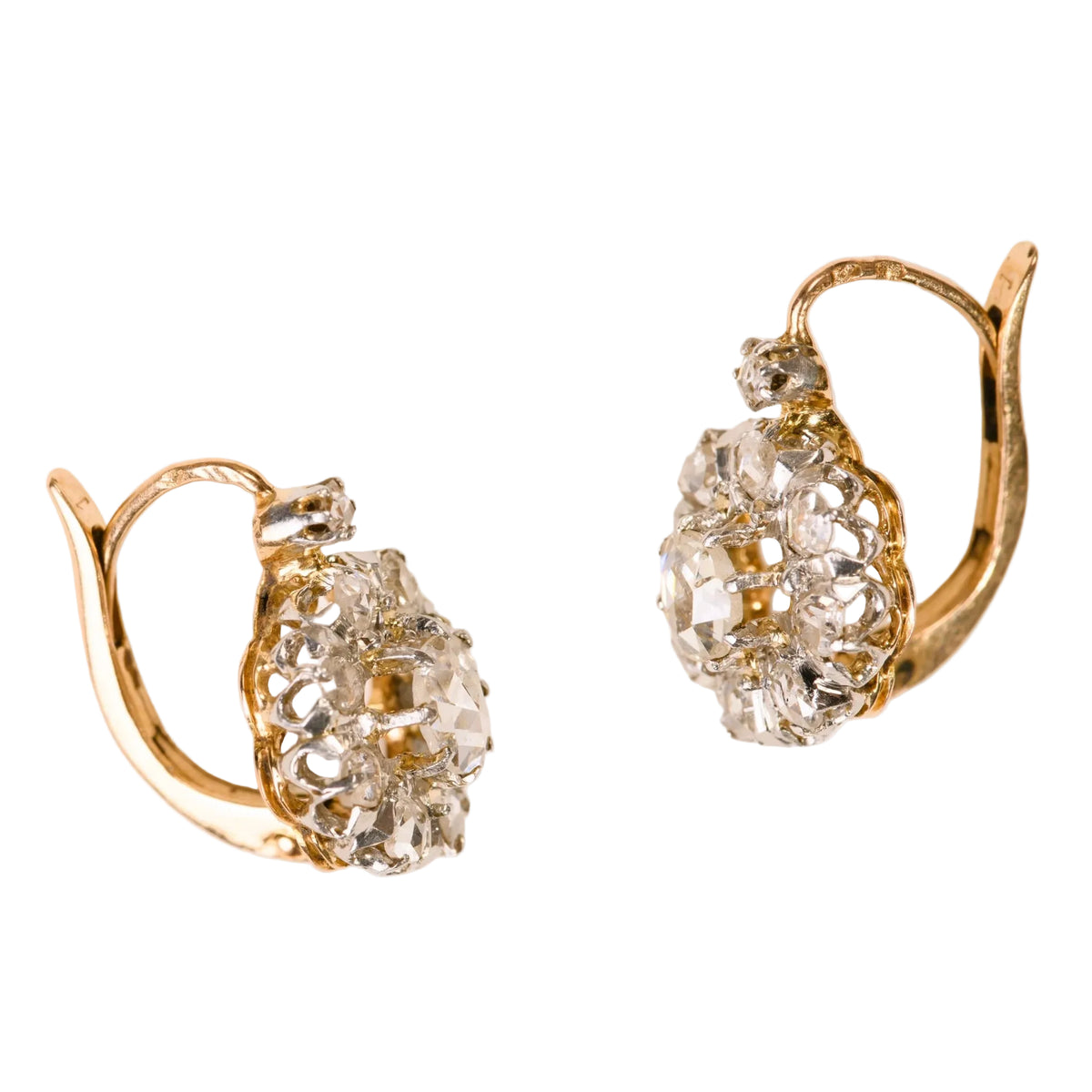 Rose gold, Platinum, and Diamond Lever-back Earrings