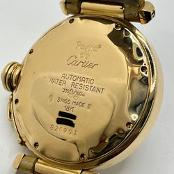 CARTIER "Pasha" watch in yellow gold, rose gold, leather, and diamonds