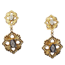 BUCCELLATI "Opéra" Drop Earrings in white gold, yellow gold, and diamonds
