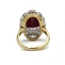 Marguerite Ring in Yellow Gold, Rubies, and Diamonds