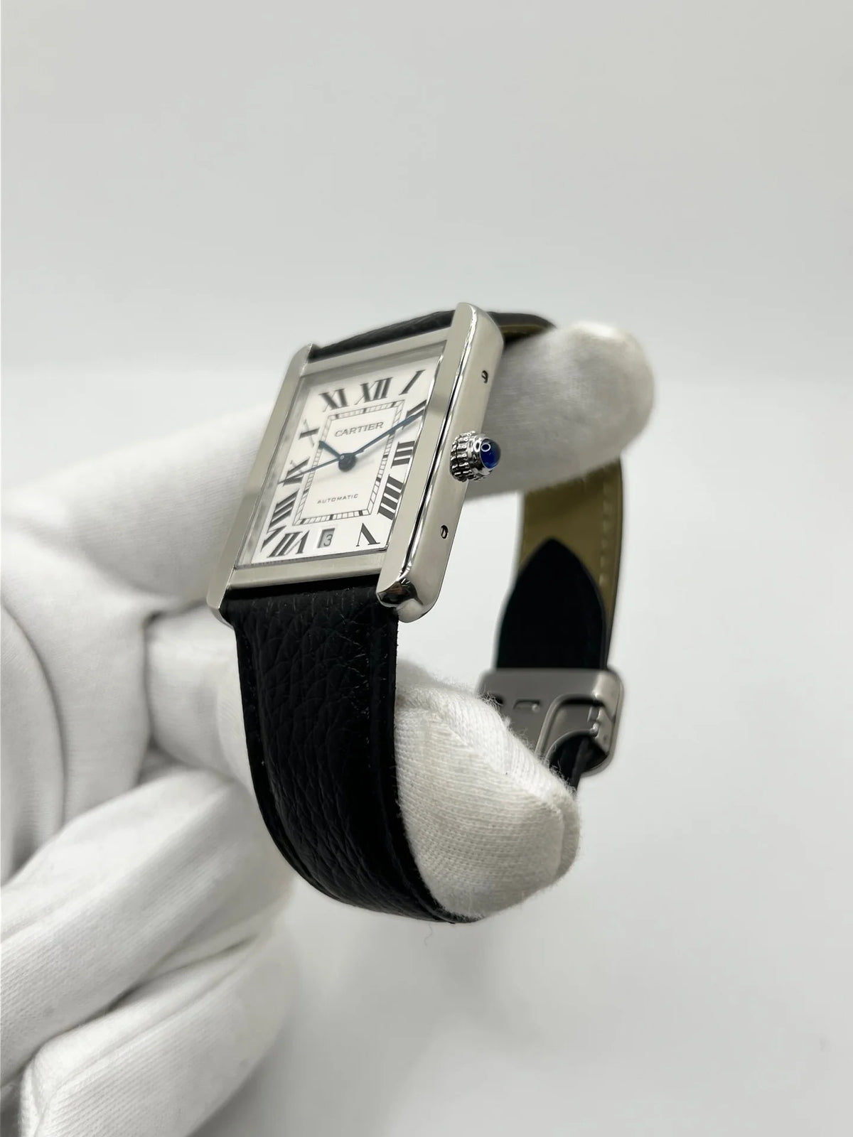 CARTIER "Tank Solo XL" Watch in Steel and Leather