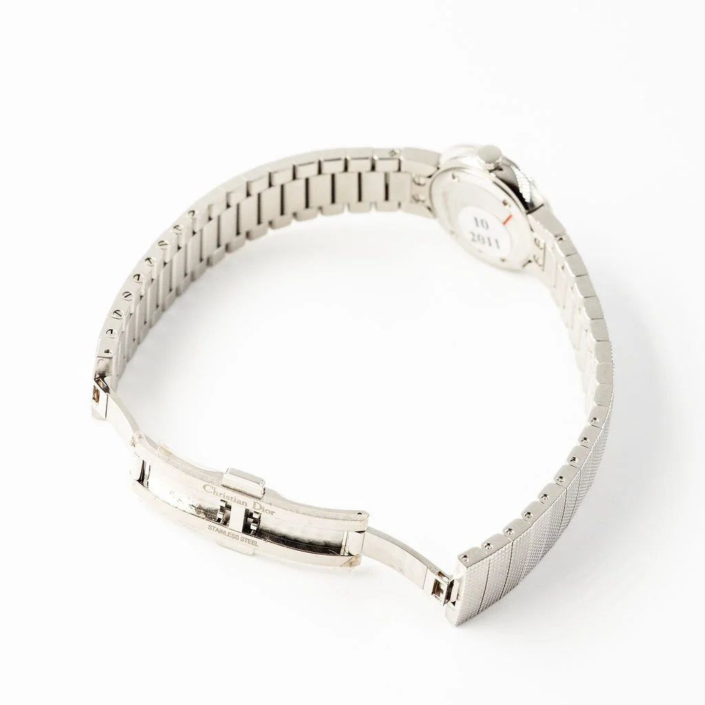 DIOR "La Baby D" ladies' watch in stainless steel, Mother-of-pearl, and diamonds