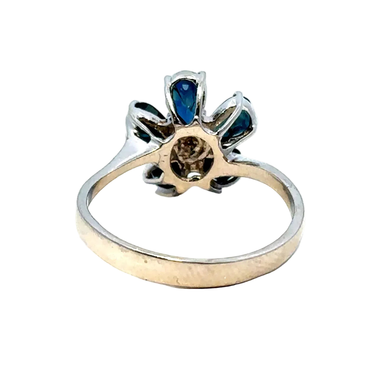 Cocktail Ring in White Gold, Sapphires, and Diamond