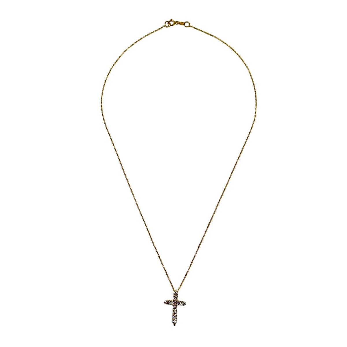 Yellow Gold Cross Pendant Necklace with Diamonds