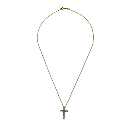 Yellow Gold Cross Pendant Necklace with Diamonds