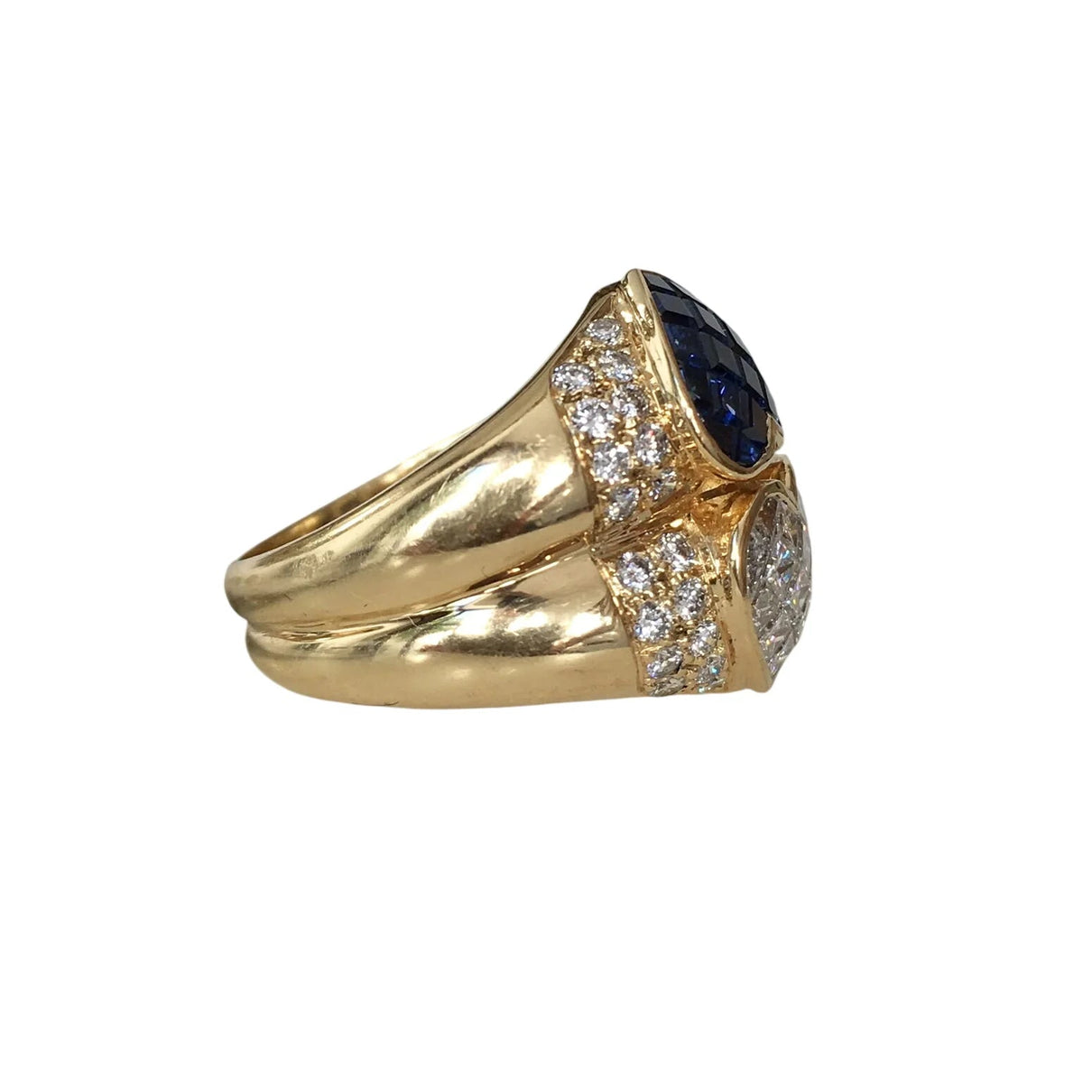 "Toi & Moi" Ring in Yellow Gold, Sapphires, and Diamonds