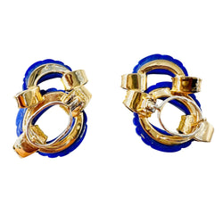 CHAUMET earrings in yellow gold and Lapis lazuli