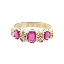 Bague Alliance en or jaune, rubis et diamants