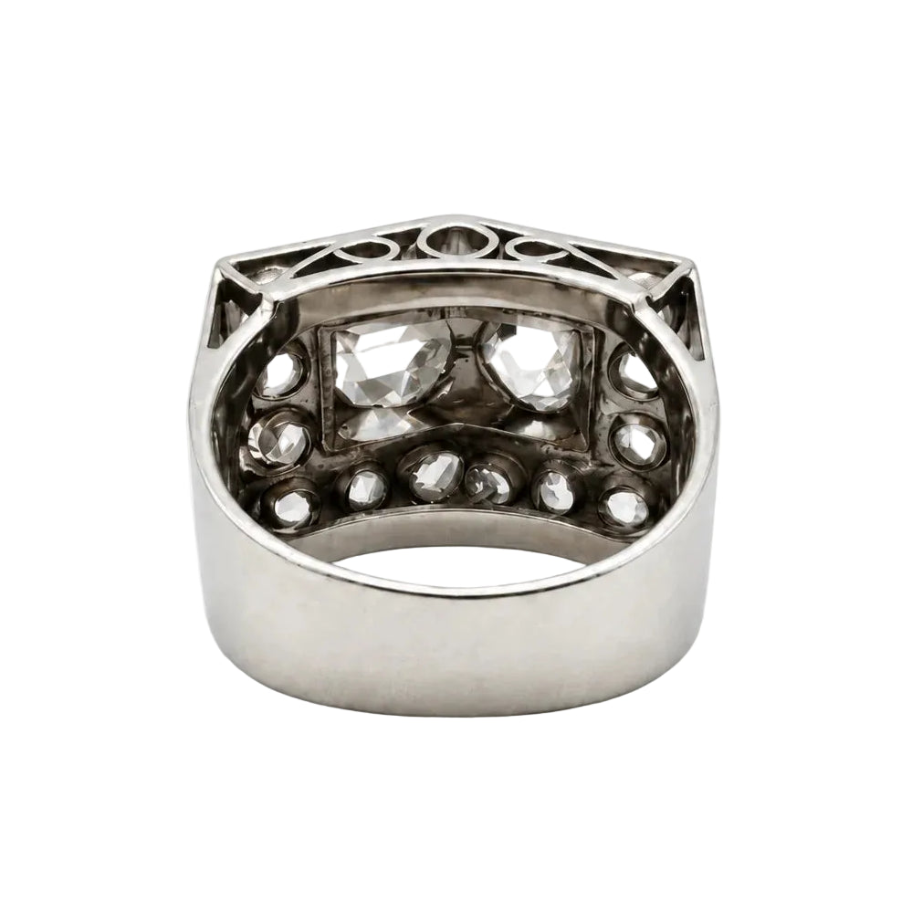 Tank Ring in White Gold and Diamonds