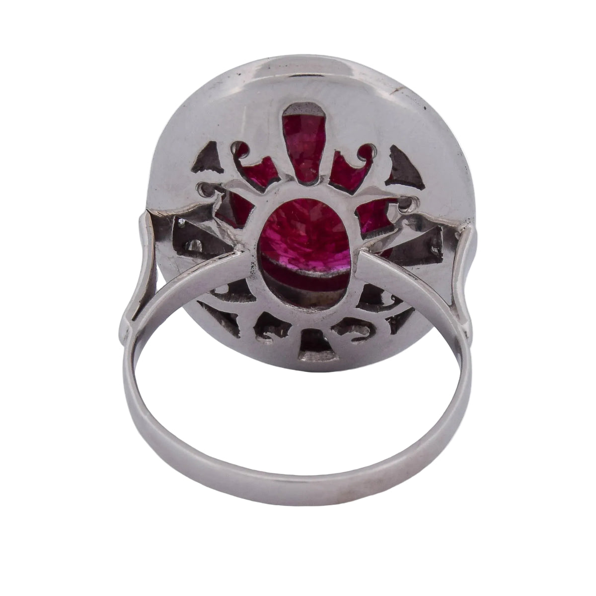 Entourage Ring in white gold, rubies, and diamonds