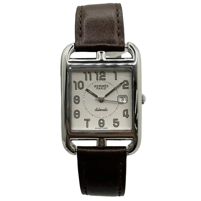 HERMÈS "Cape Cod" Watch in Stainless Steel and Leather