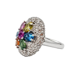 Bague Dôme en or blanc, saphirs et diamants