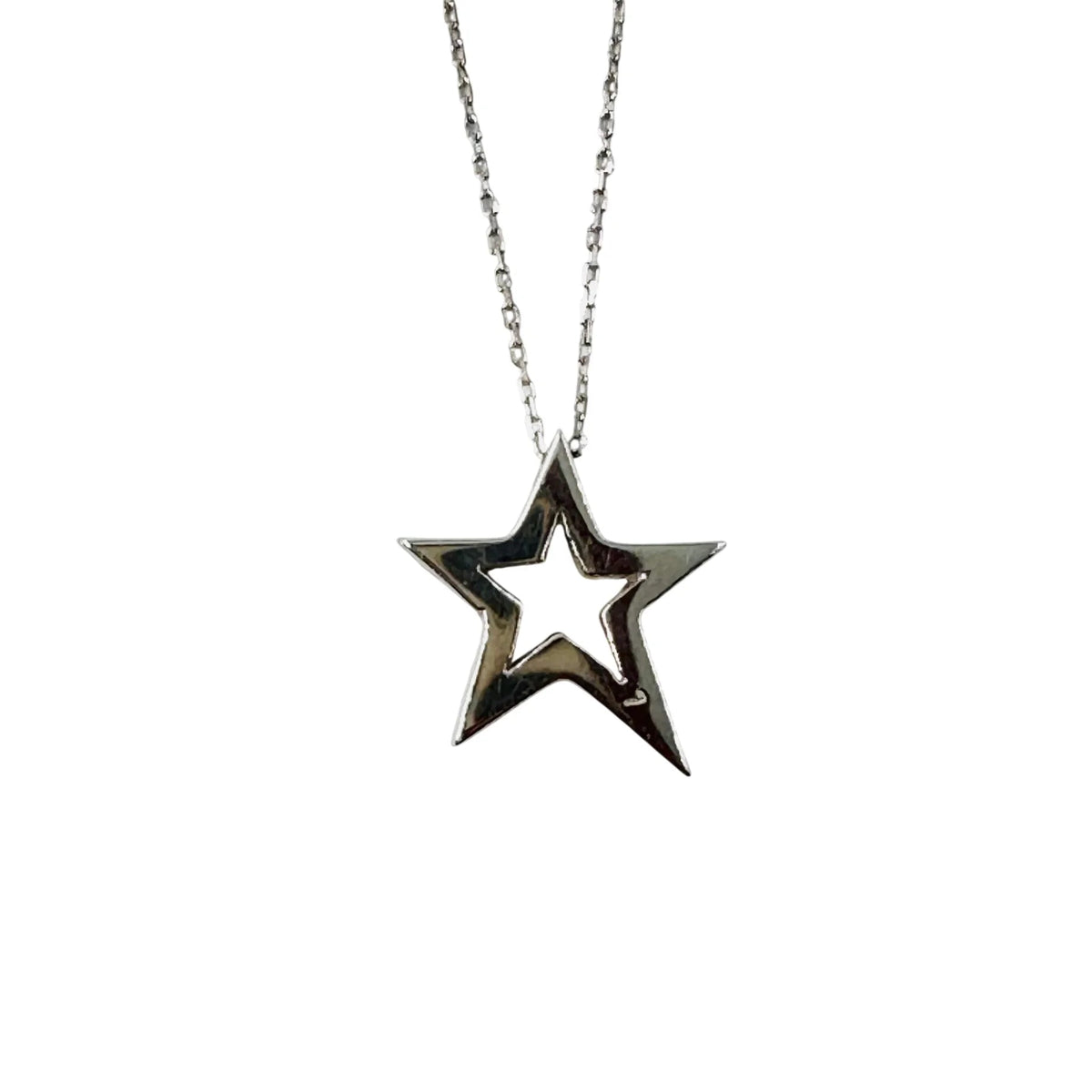 White Gold Star Pendant Necklace with Diamonds