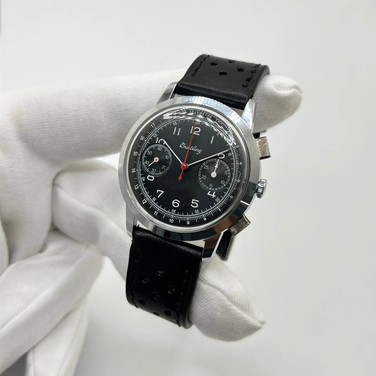 BREITLING "Premier Chronograph" Watch in Stainless Steel and Leather