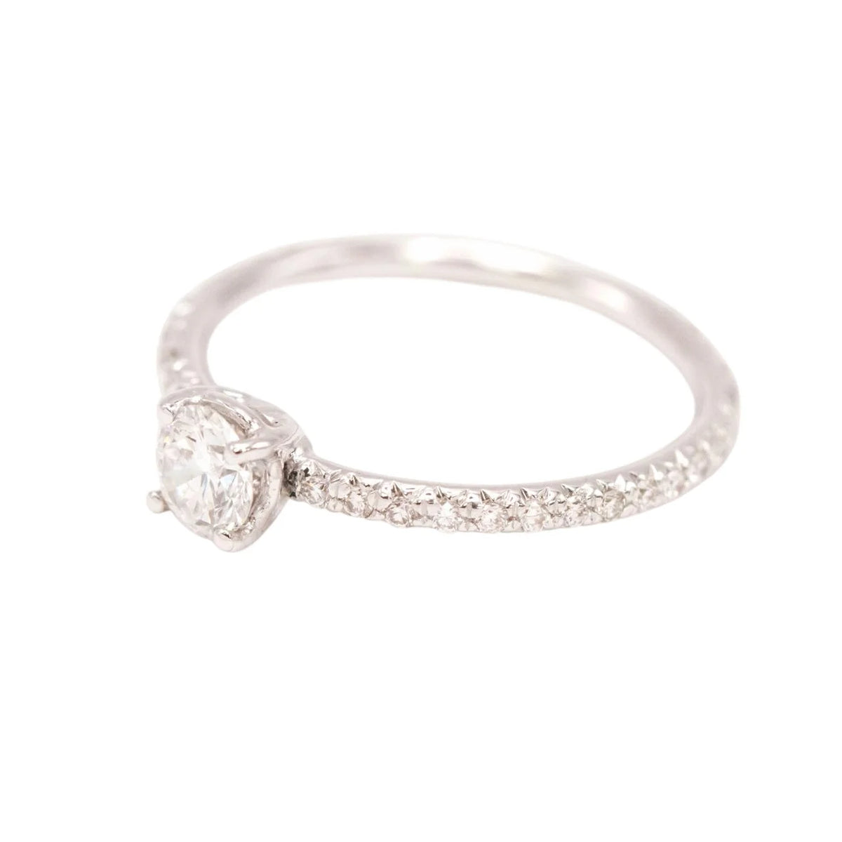White Gold Solitaire Ring with Diamonds