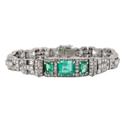 Art Deco bracelet in platinum, emeralds, and diamonds
