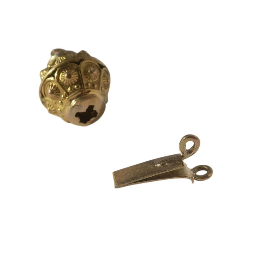Rare antique Cannetille rose gold sphere pendant clasp