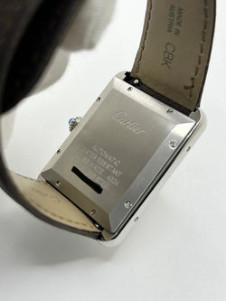 CARTIER "Tank Solo XL" Watch in Stainless Steel and Leather